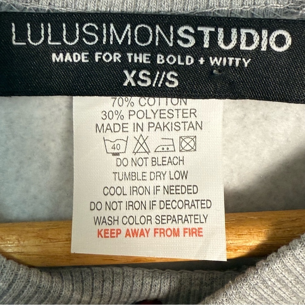 NWT lulusimonstudio Tipsy Oversized Fleece Sweatshirt Size XS/S Gray Cozy Comfy - Picture 4 of 5